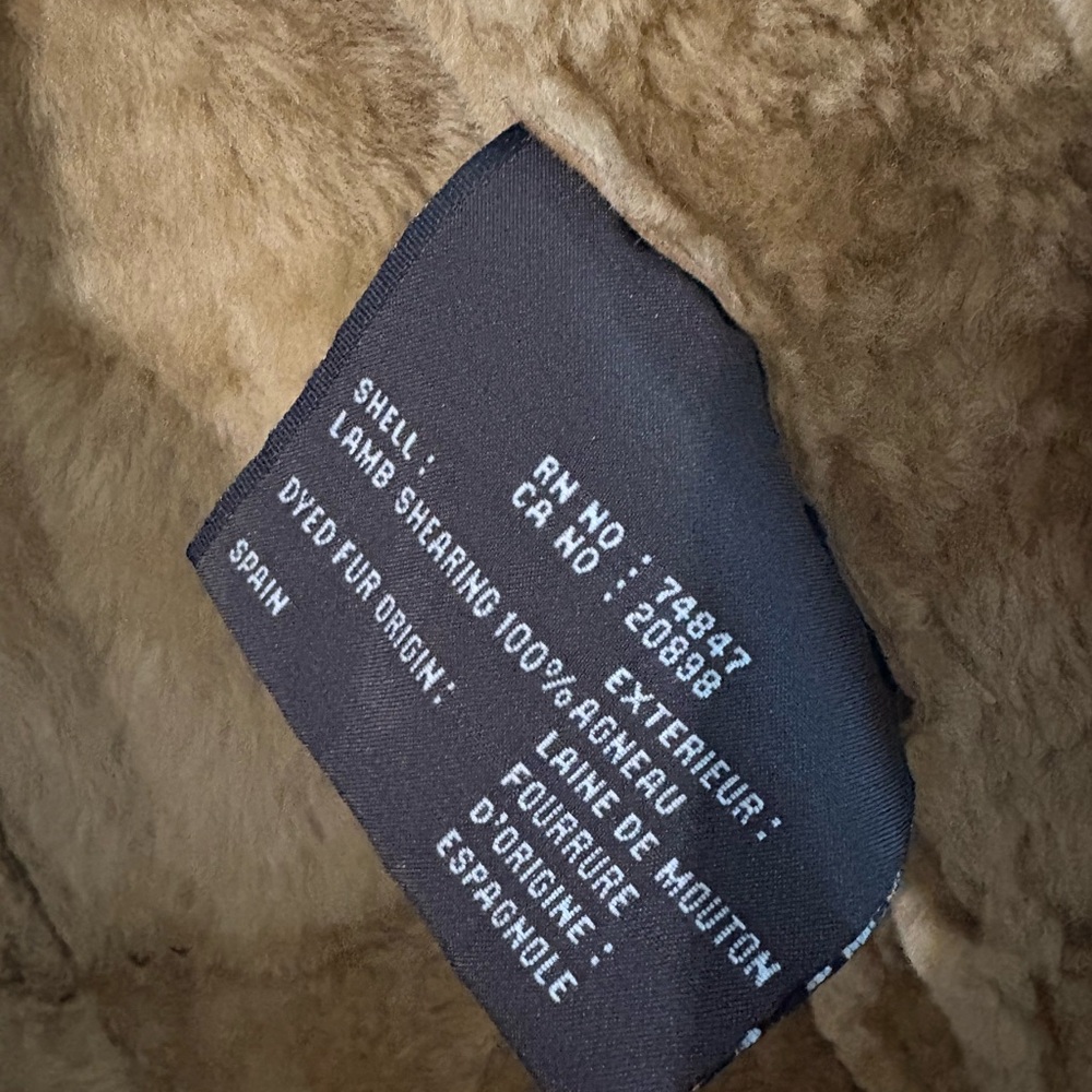 Andrew Marc Brown Leather Jacket with Cream Trim - Picture 9 of 10